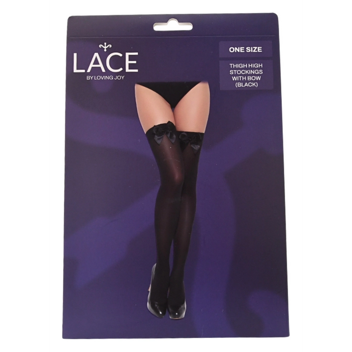 Lace by LJ thigh-high stockings with bow