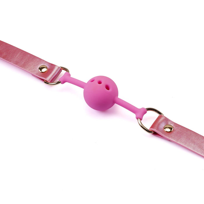 Liebe Seele Lustre Rosa: Pink Leather Ball Gag