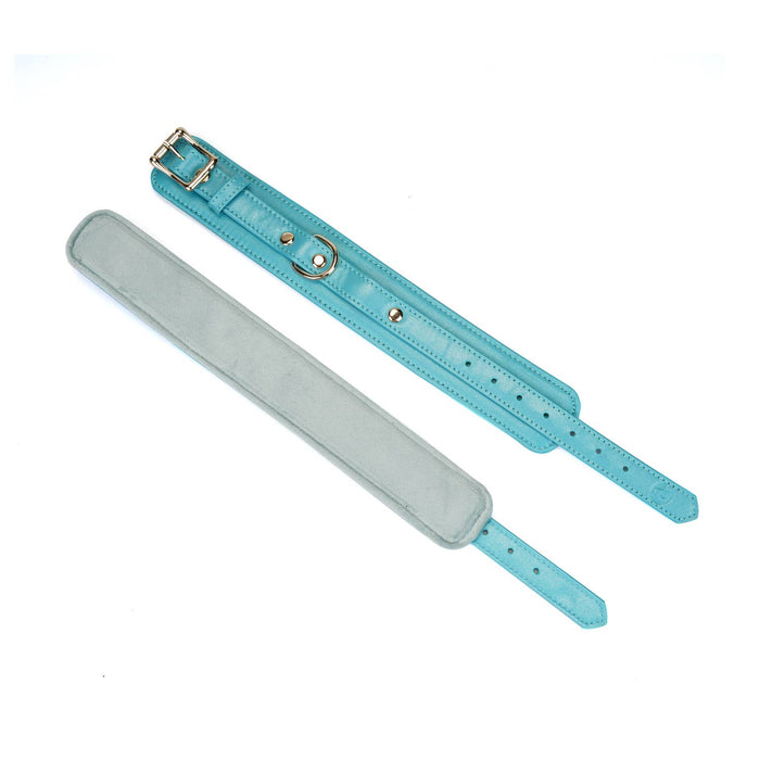 Liebe Seele Blue Lamb leather Wrist Cuffs with Velvet Lining