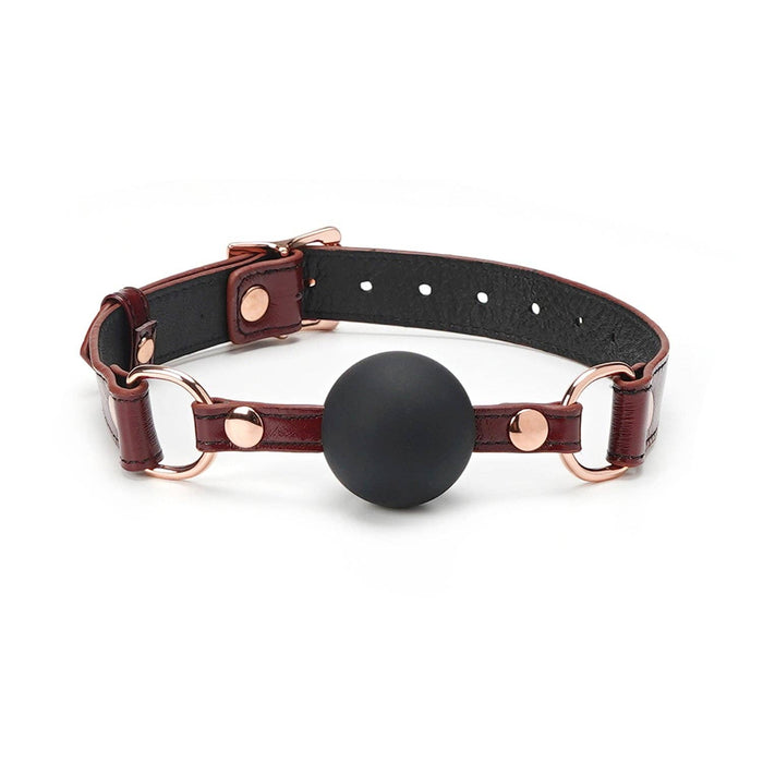 Liebe Seele Wine Red - 1.7 Inch Silicone Ball Gag with Leather Buckle Straps