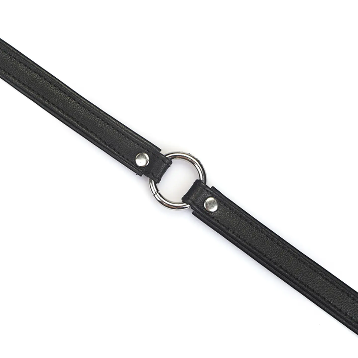 2cm Wide Heron Leather Mini O Ring Collar Silver Hardware: Pink