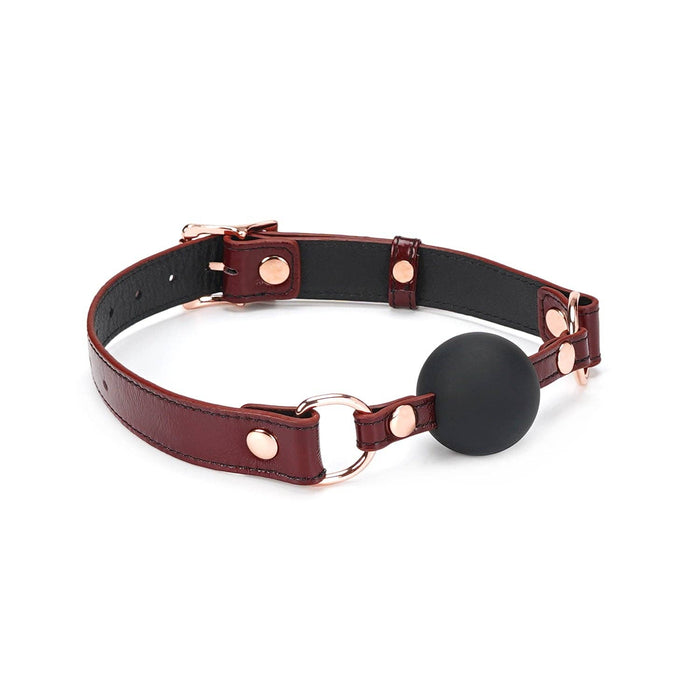 Liebe Seele Wine Red - 1.7 Inch Silicone Ball Gag with Leather Buckle Straps