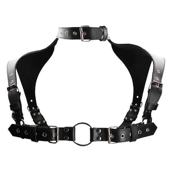 Ouch! Men's chest harness with collar