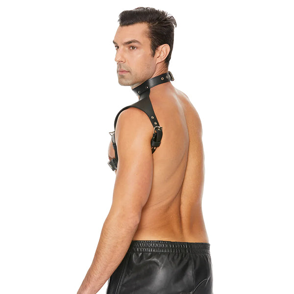 Ouch! Men's chest harness with collar