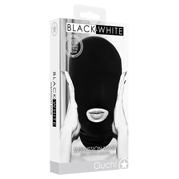 Ouch! Black & White Submission mask with open mouth