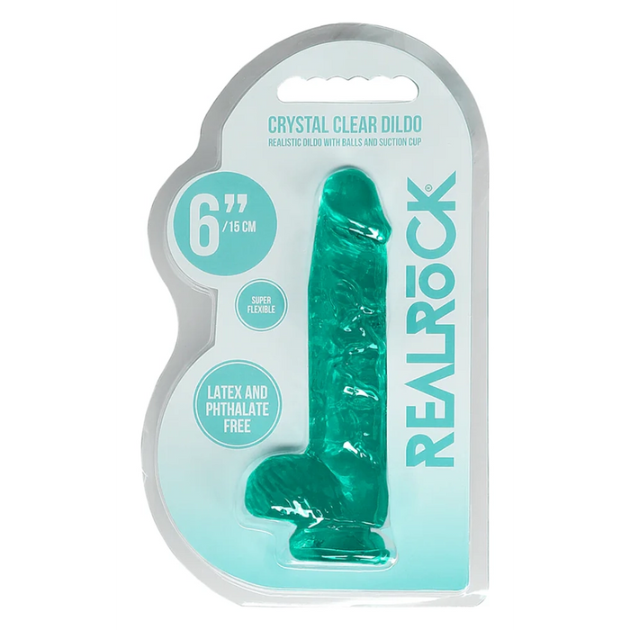 RealRock CRYSTAL CLEAR Straight 6" dildo with balls