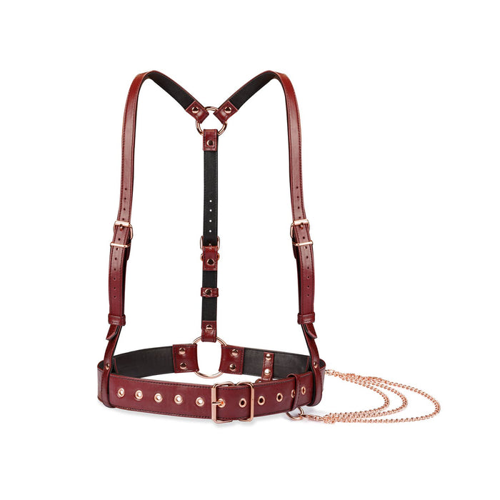 Liebe Seele Wine Red Leather Body Harness and Rose Gold Hardware