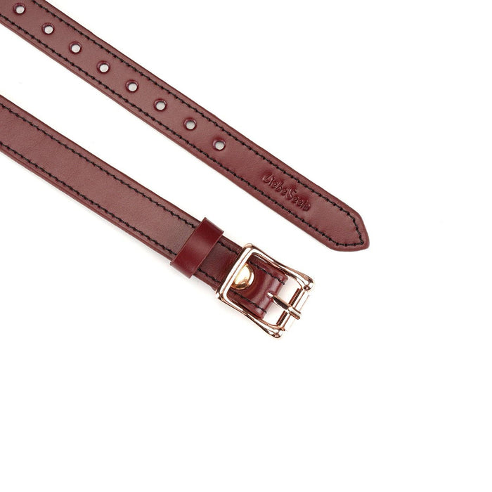 Liebe Seele Wine Red - Leather Blindfold with Rose Gold Buckle