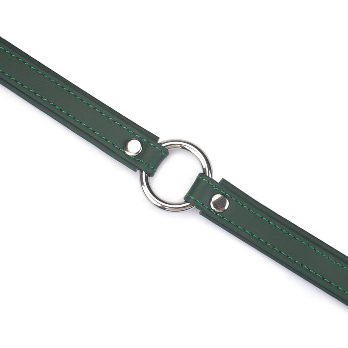 2cm Wide Heron Leather Mini O Ring Collar Silver Hardware: Pink