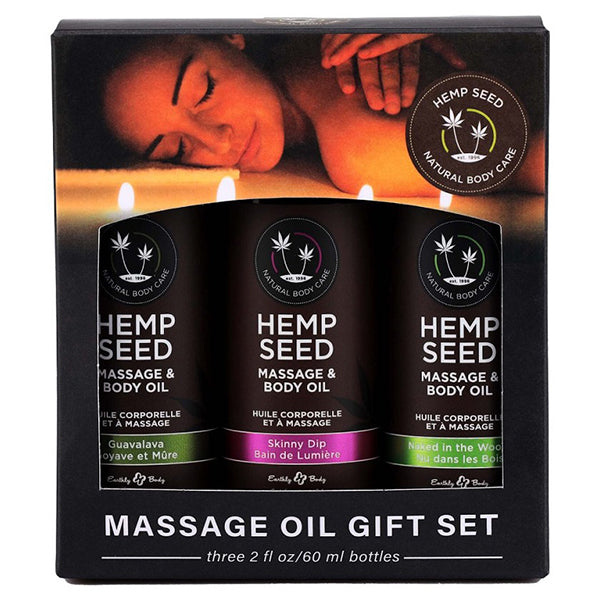 Earthly Body Hemp Seed massage oil gift set