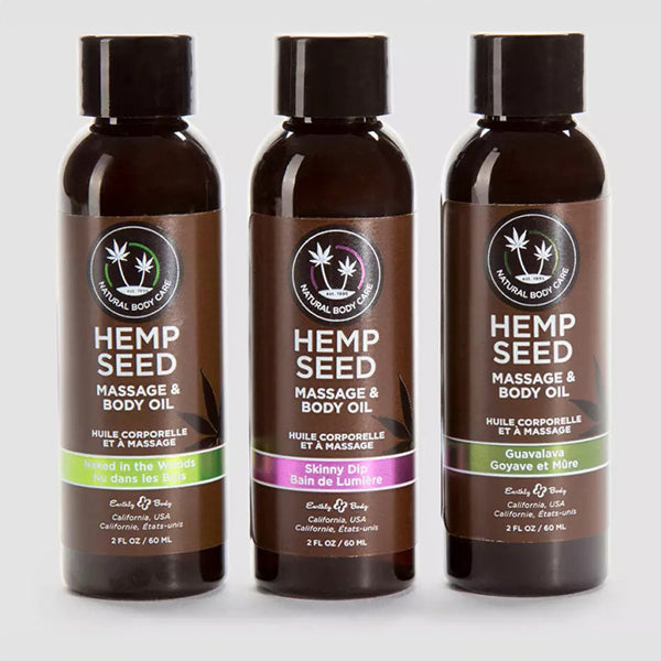 Earthly Body Hemp Seed massage oil gift set