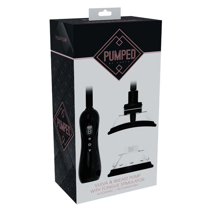 Pumped vulva & breast pump with rotating & vibrating tongue