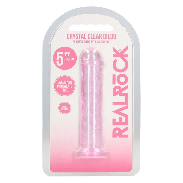 RealRock CRYSTAL CLEAR 5" straight dildo with suction cup