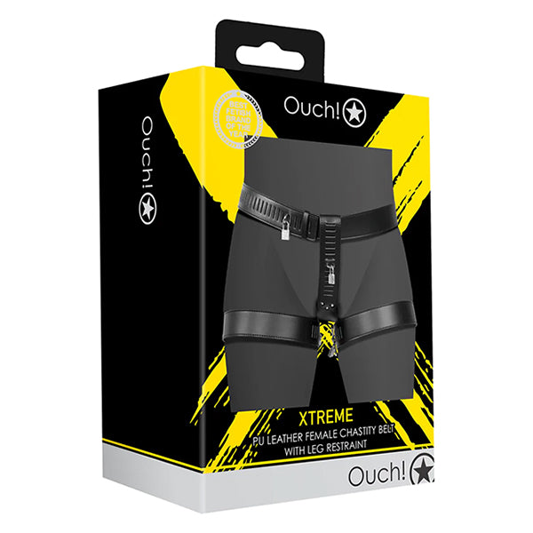 Ouch! XTREME Female chastity belt with leg restraint