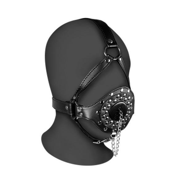 Ouch! Xtreme Head Harness with open mouth gag and plug stopper
