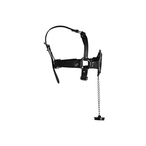 Ouch! Xtreme Head Harness with open mouth gag and plug stopper