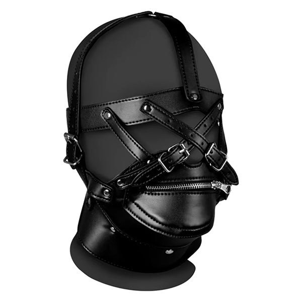 Ouch! XTREME head harness with zip-up mouth & lock