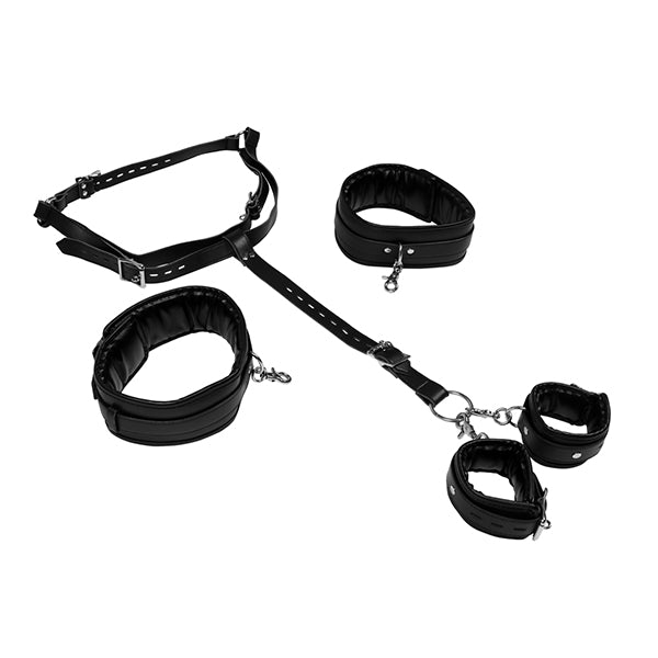 Ouch! body harness with thigh & handcuffs