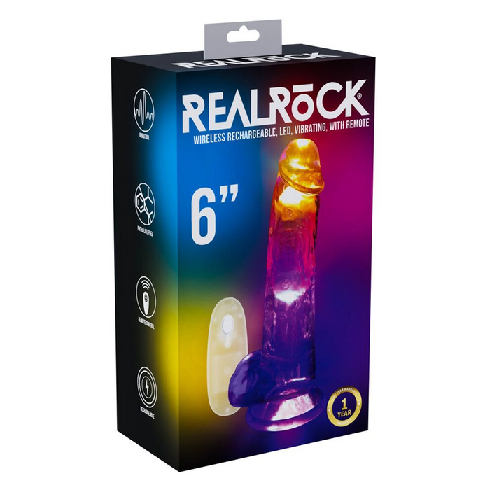 RealRock LED vibrating 6" dildo with balls