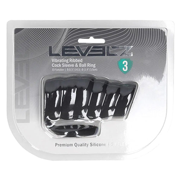 Levelz Vibrating ribbed penis sleeve with ball ring