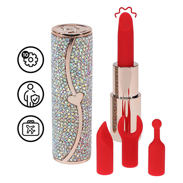 Loveline Sparkle lipstick vibrator with 4 attachments