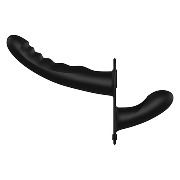Ouch! Dual Vibrating strap-on ribbed dildo