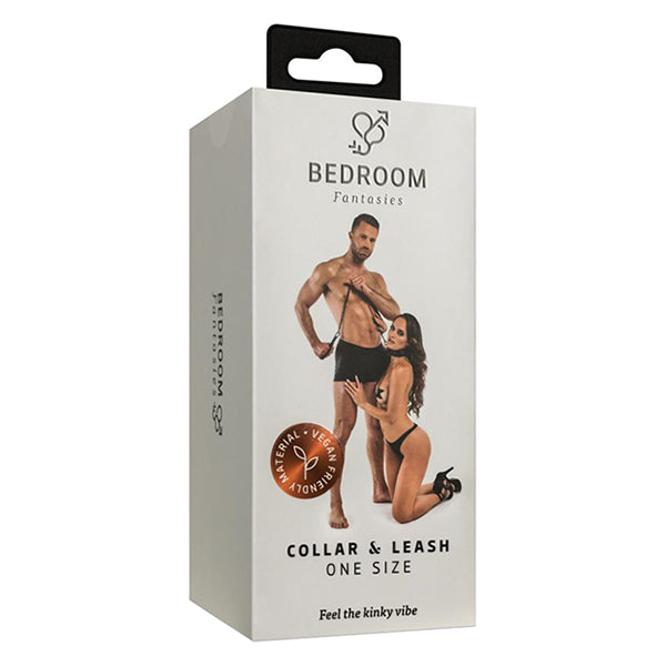 Bedroom Fantasies Faux Leather collar with leash