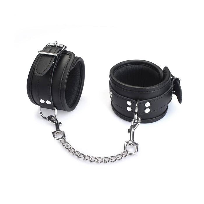 Noir Sovereign Padded Leather Ankle Cuffs