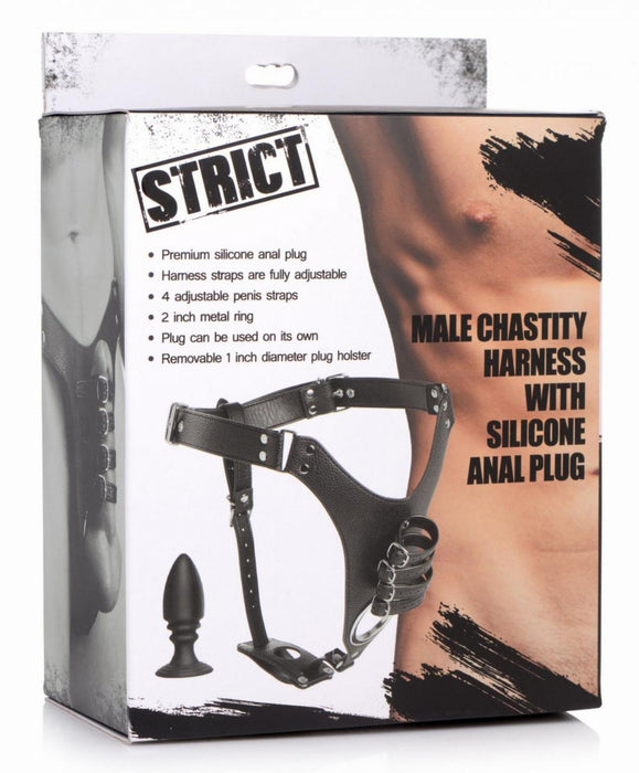 Strict Penis Chastity Belt With Silicone Anal Plug shoponly