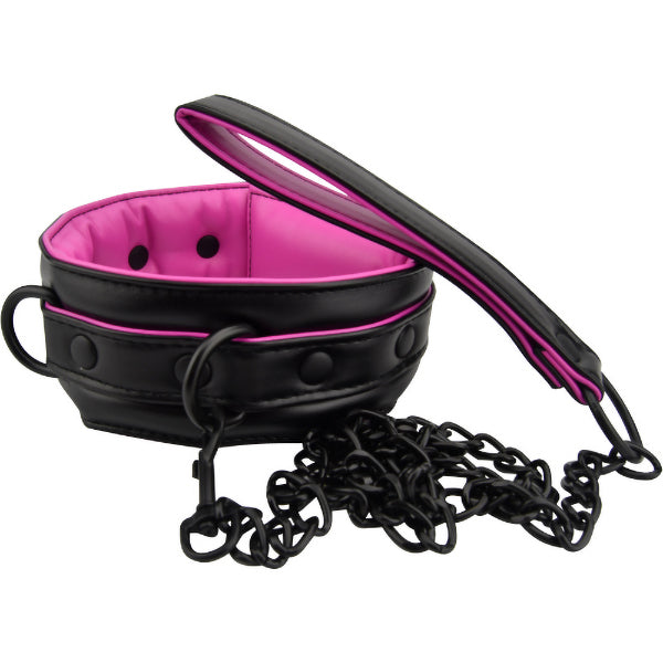 Bound to Please Pink and Black Padded collar & leash