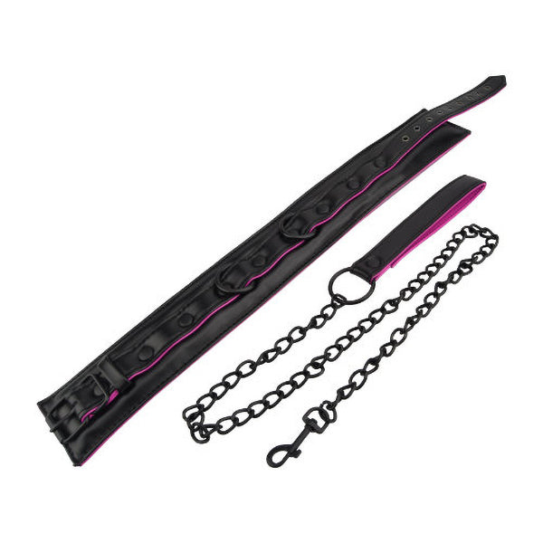 Bound to Please Pink and Black Padded collar & leash