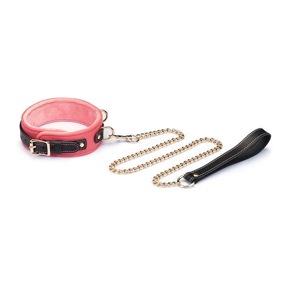 Liebe Seele Italian Leather collar with leash (plush lining)