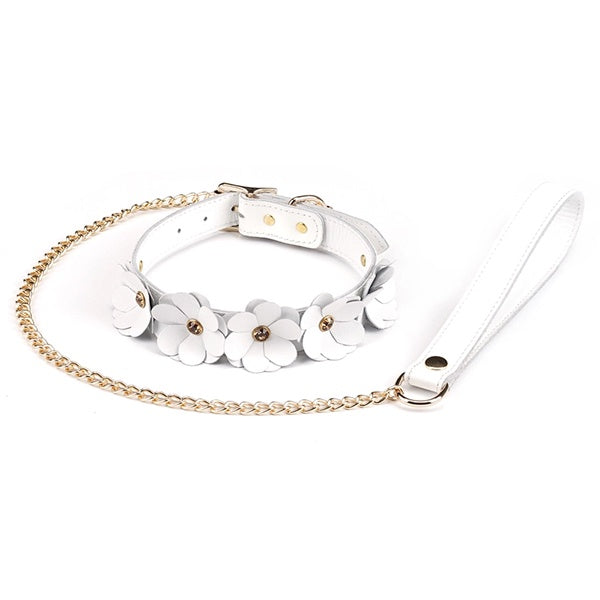 Liebe Seele White  Flowers collar with Leash