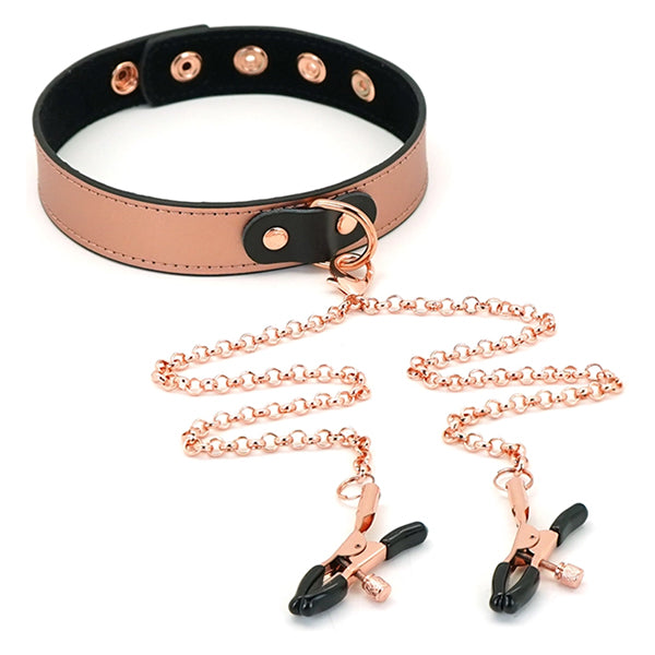 Liebe Seele Rose Gold Memory collar with nipple clamps