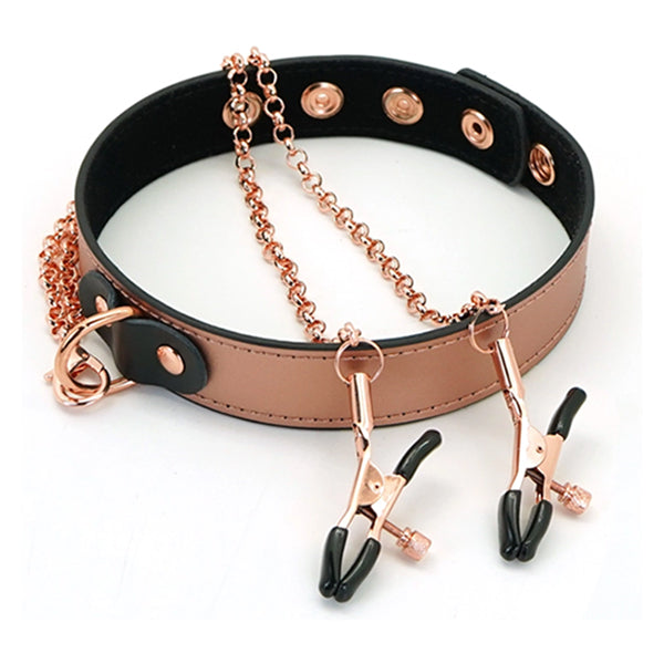 Liebe Seele Rose Gold Memory collar with nipple clamps