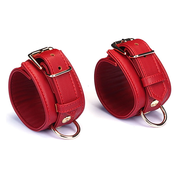 Liebe Seele Red Faux Leather wrist-to-thigh cuff set