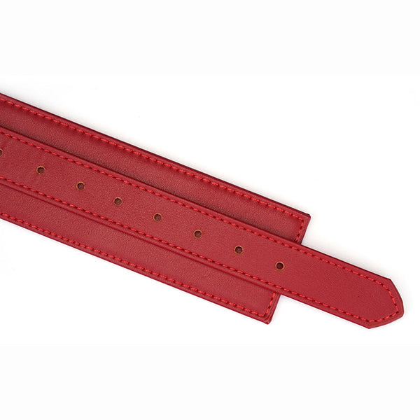 Liebe Seele Red Faux Leather wrist-to-thigh cuff set