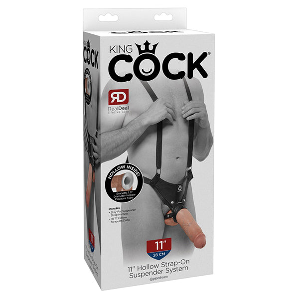 King Cock 11" Hollow strap-on harness with braces