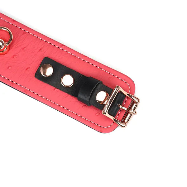 Angel's Kiss Pink Leather Wrist Cuffs with Locking Buckle