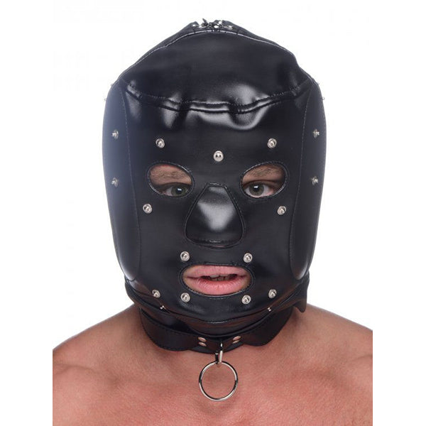 Master Series Muzzled BDSM hood with detachable muzzle