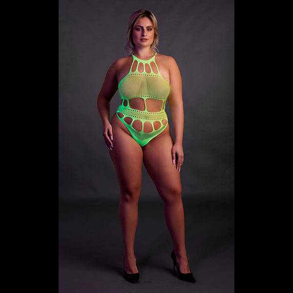 Ouch! Glow-in-the-Dark cut-out thong bodysuit