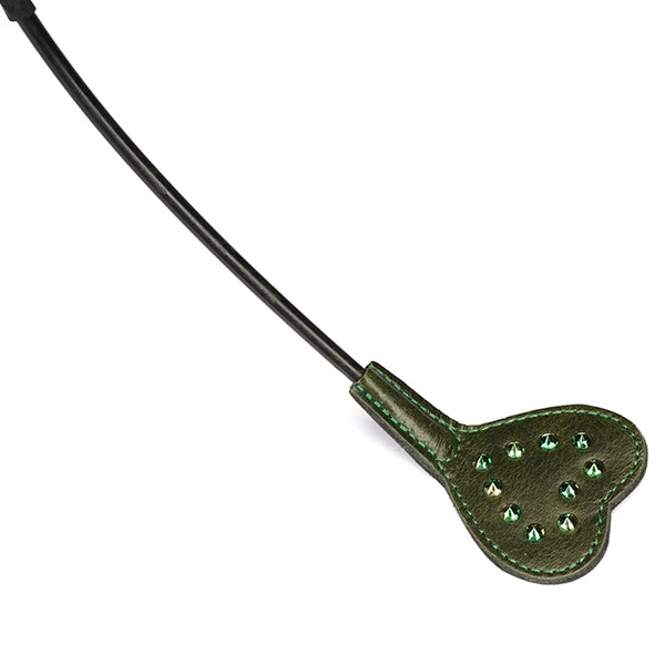 Liebe Seele Luxury Green mini riding crop with shining gemstones