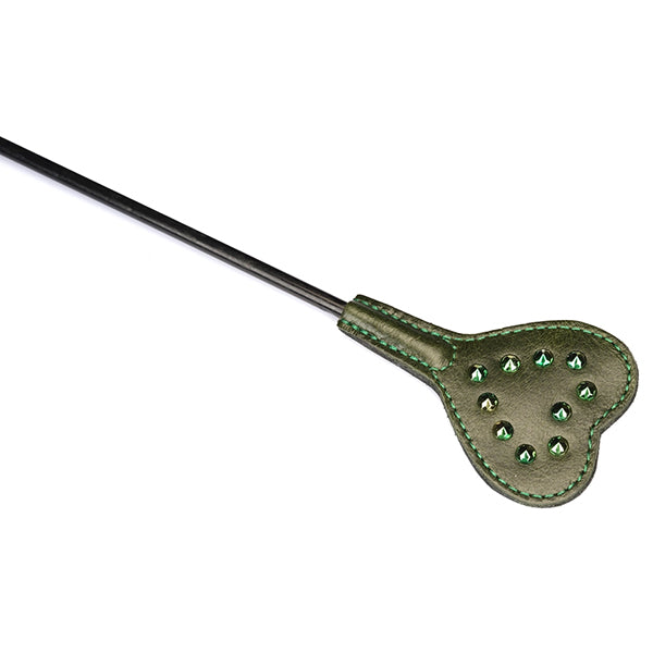 Liebe Seele Luxury Green mini riding crop with shining gemstones
