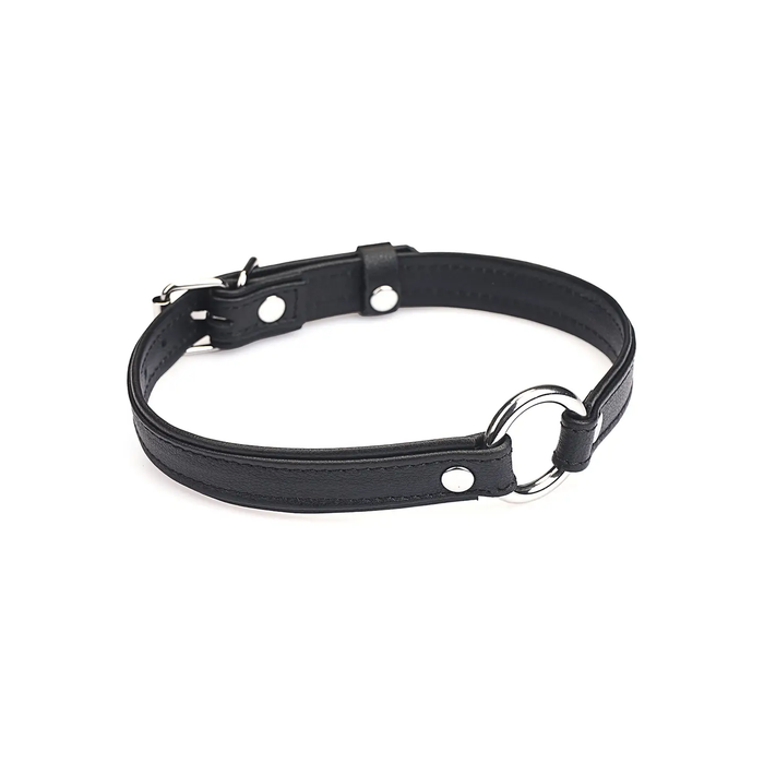 2cm Wide Heron Leather Mini O Ring Collar Silver Hardware: Pink