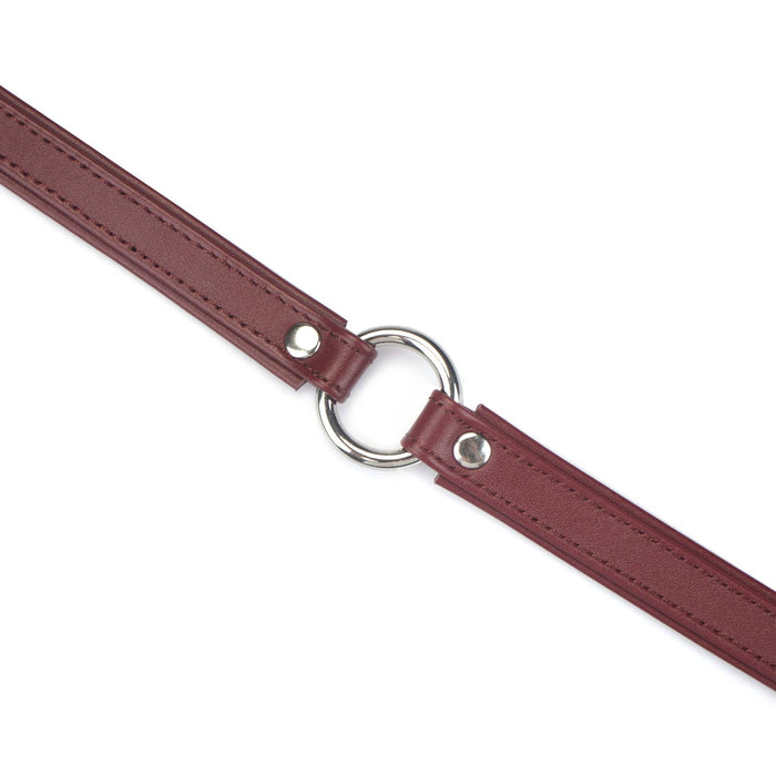 2cm Wide Heron Leather Mini O Ring Collar Silver Hardware: Pink