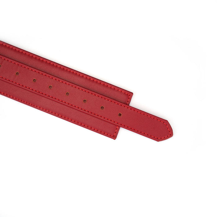 Red Faux Leather Wrist to Thigh Cuffs Kit