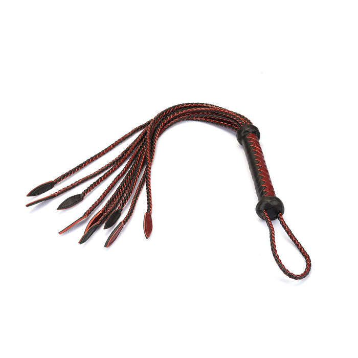 Liebe Seele Wine Red and Black Leather Cat O Nine Tails Whip