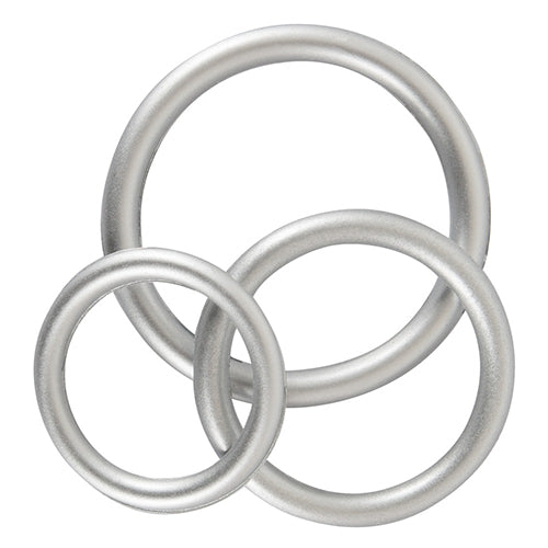 Metallic silicone cock ring set
