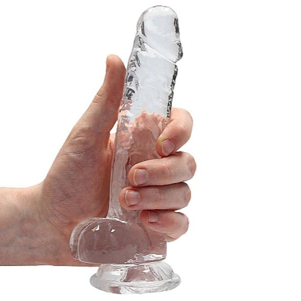 RealRock Crystal Clear 7" dildo with balls