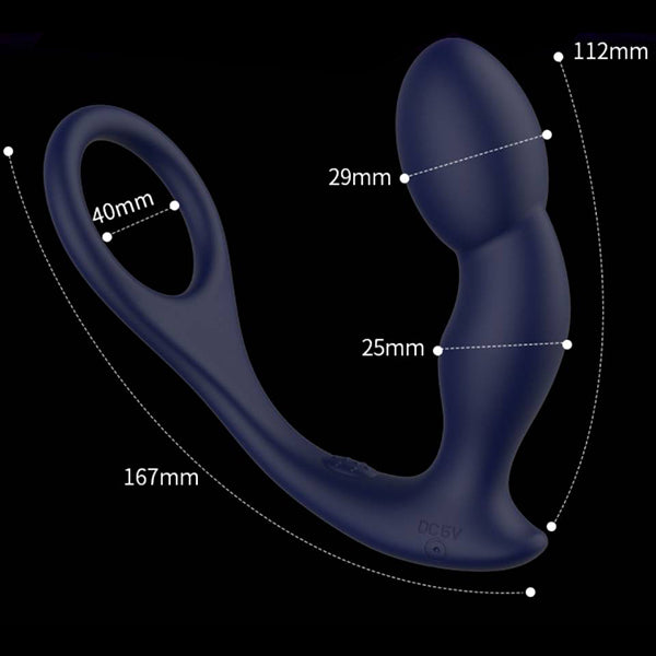 Rev/Pro prostate massager with cock ring and remote control
